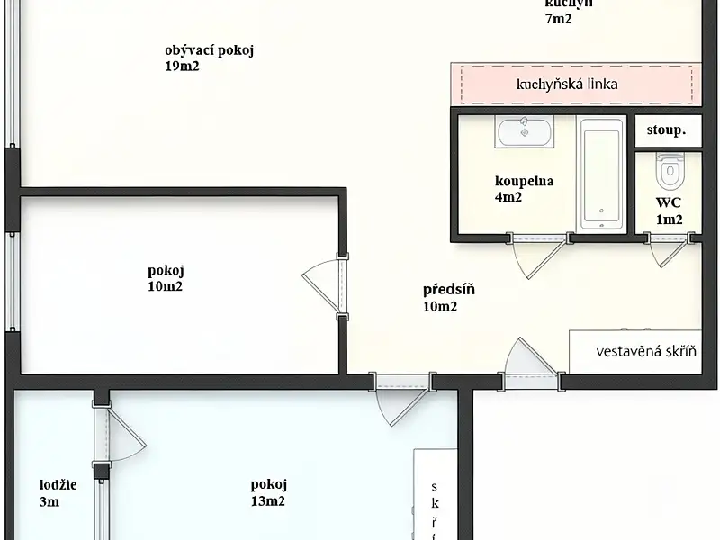 Pronájem bytu 3+1 67 m², Praha – náhled fotky 2