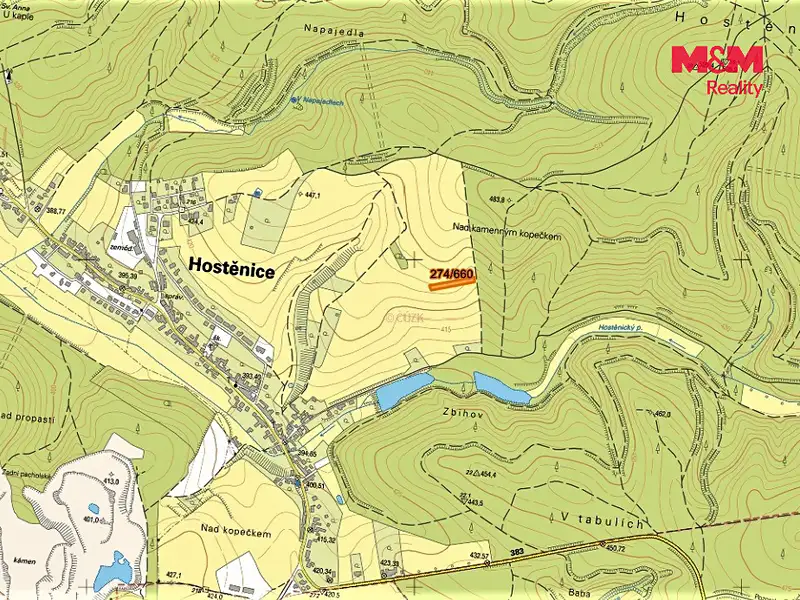 Prodej pole 1630 m², Hostěnice – náhled fotky 3