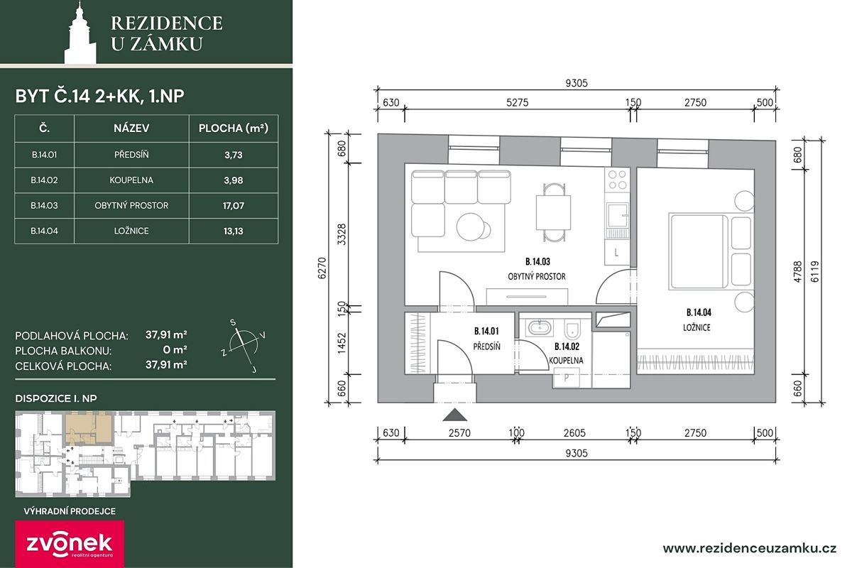 Prodej bytu 2+kk 38 m² – fotografie 3