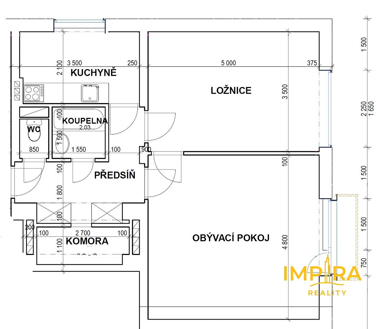 Pronájem bytu 2+1 66 m² – fotografie 3