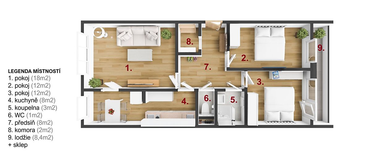 Pronájem bytu 3+1 83 m² – fotografie 2