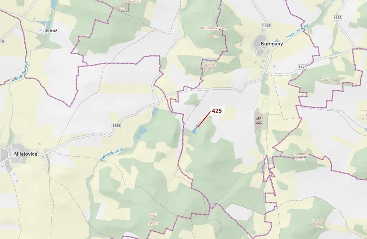 Dražba lesa 1719 m², Kuřimany – fotka 1 z 3