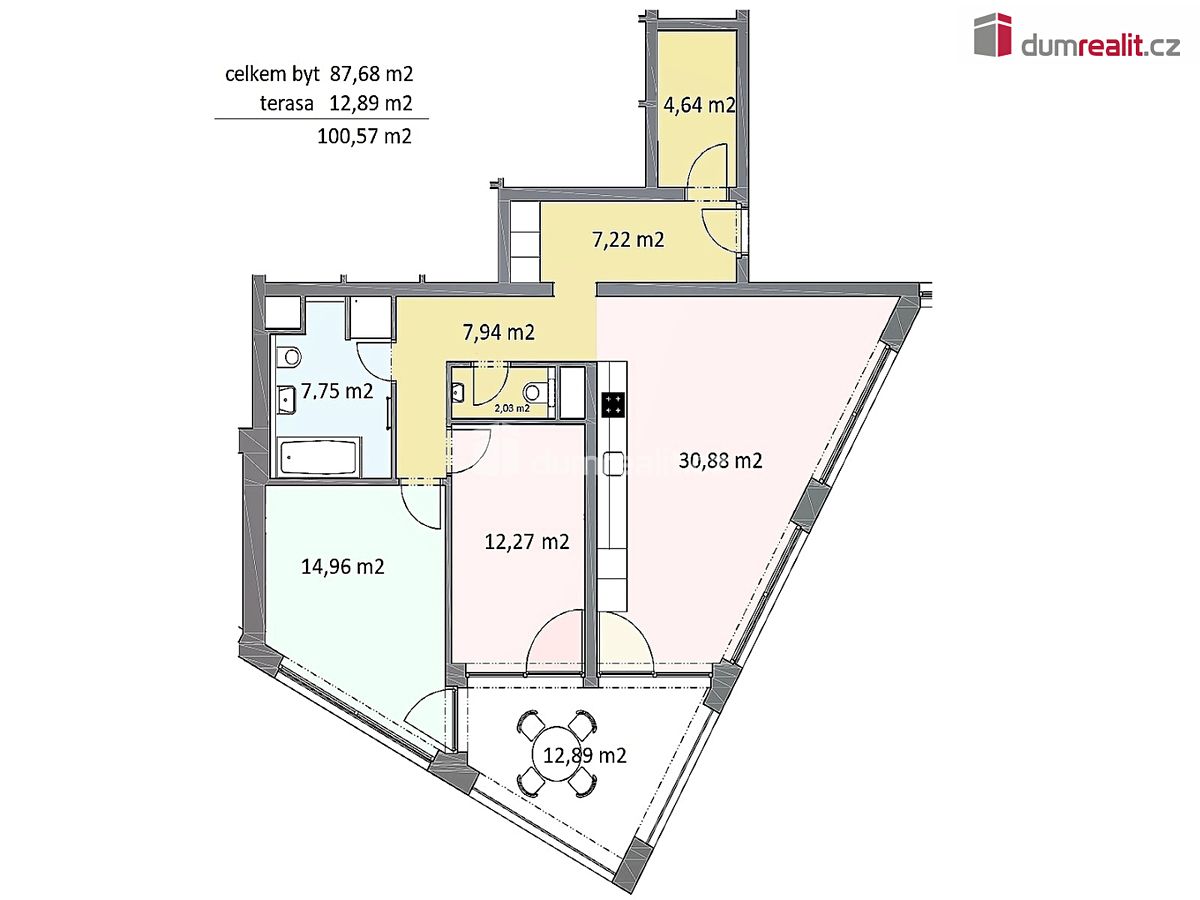 Pronájem bytu 3+kk 88 m² – fotografie 2