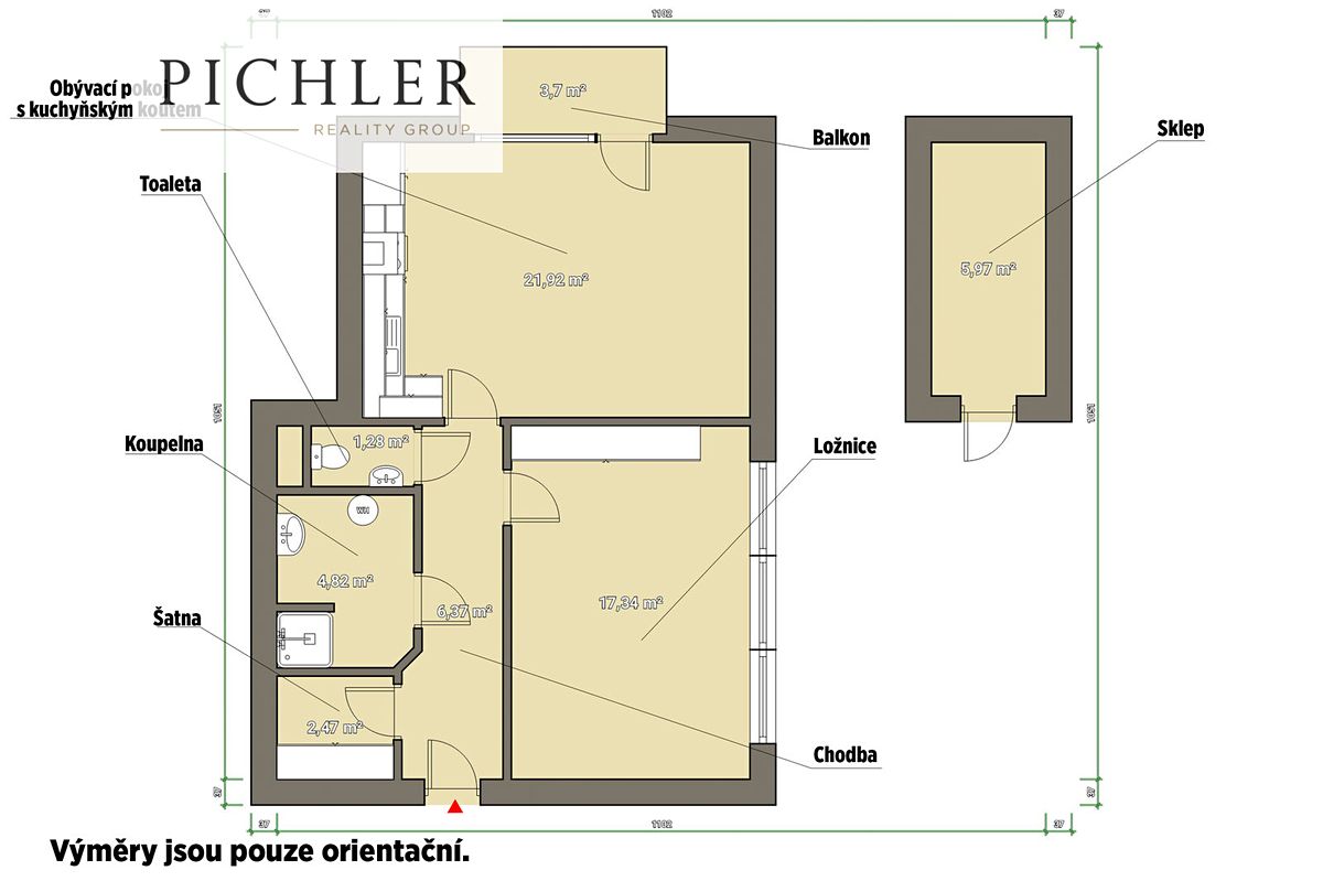 Pronájem bytu 2+kk 63 m² – fotografie 3