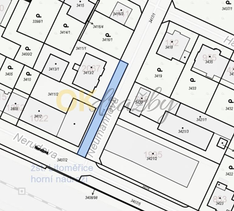 Dražba pozemku 2647 m², Litoměřice – fotka 1 z 3