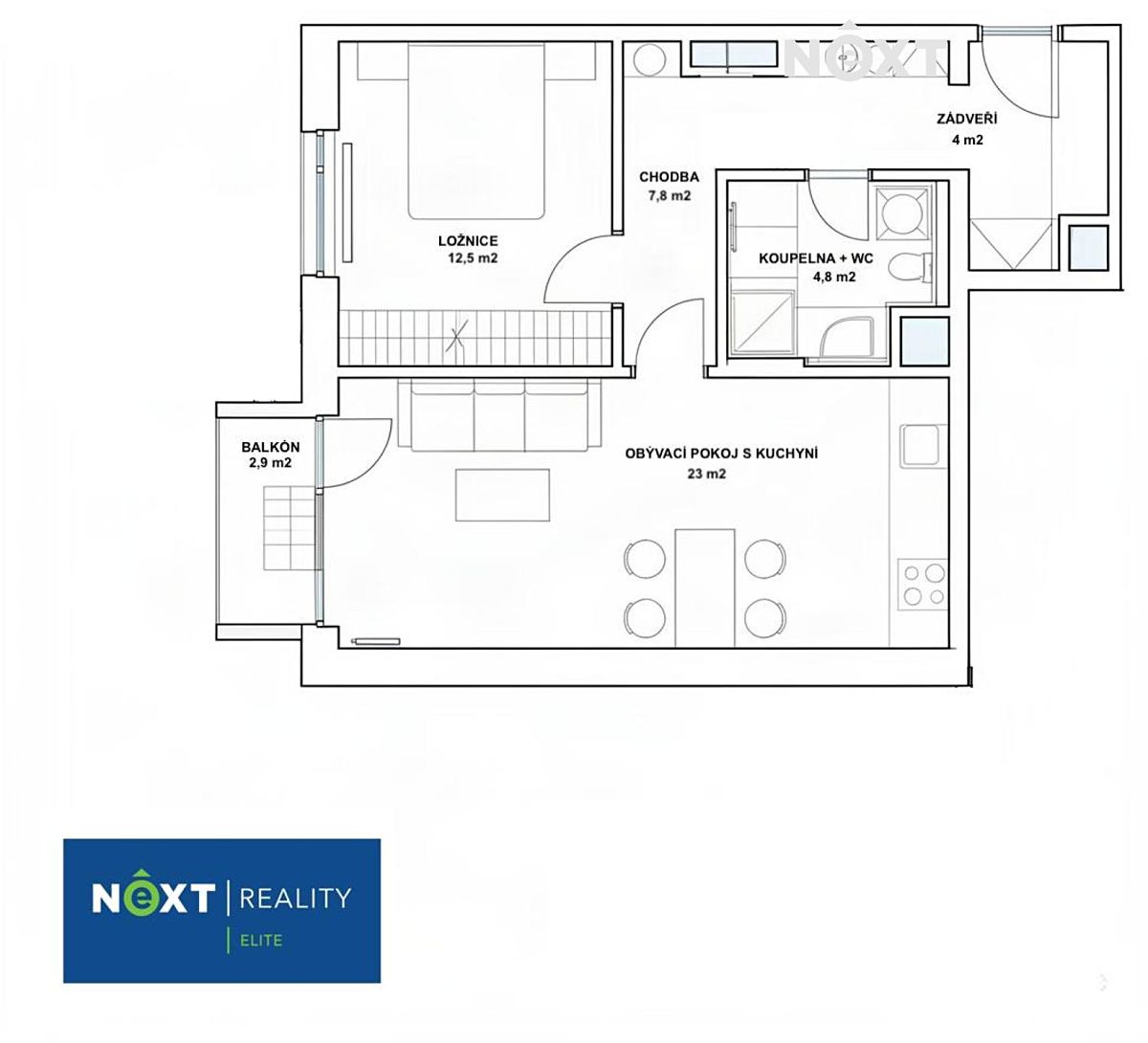 Pronájem bytu 2+kk 55 m² – fotografie 2