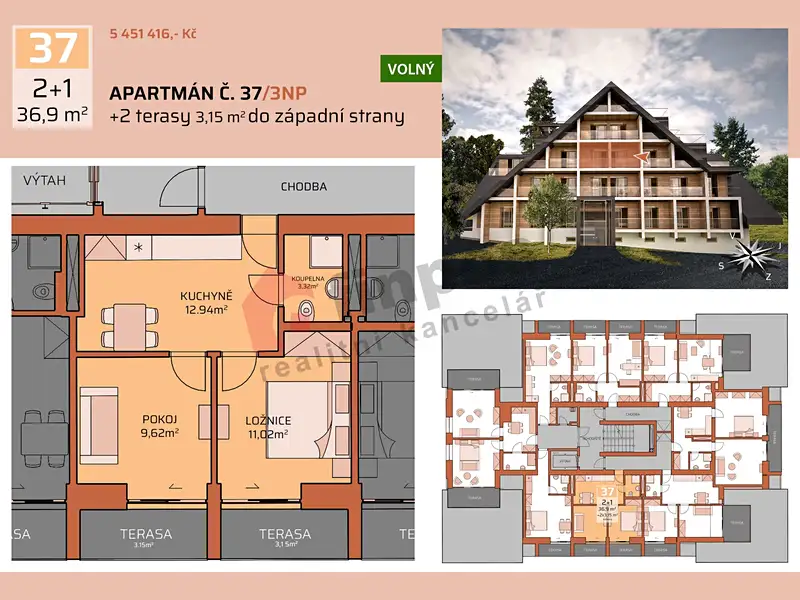 Prodej bytu 2+1 37 m², Benecko – náhled fotky 1