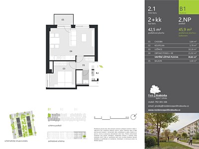 Квартира 2+kk в оренду, 43 м² (3 з 11)