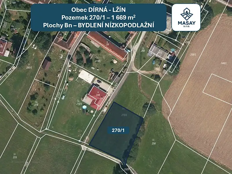 Prodej stavebního pozemku 1669 m², Dírná – náhled fotky 1