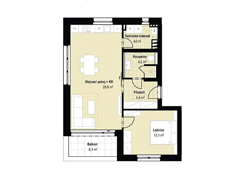 Prodej bytu 2+kk 59 m², Hradec Králové – náhled fotky 2