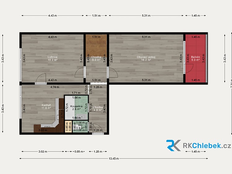 Wohnung 2+1 zur Miete, 64 m² (9 von 21)