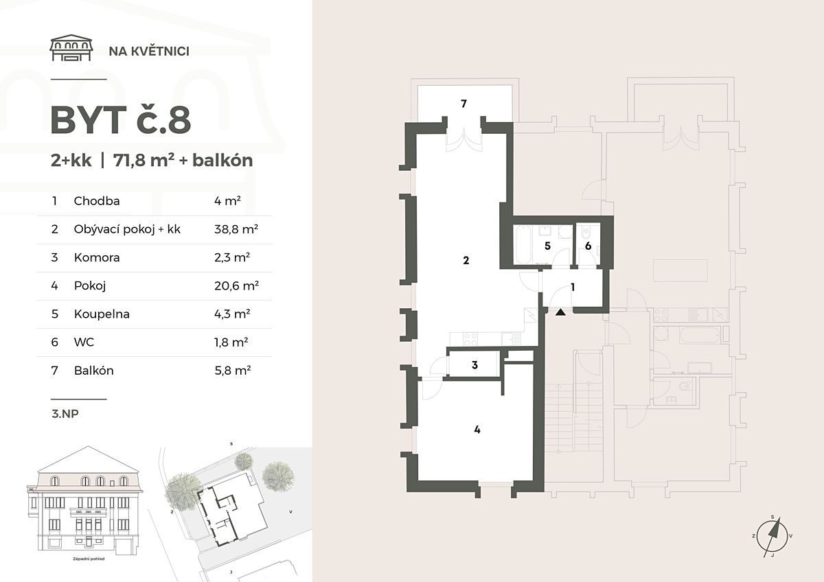 Pronájem bytu 2+kk 72 m² – fotografie 2
