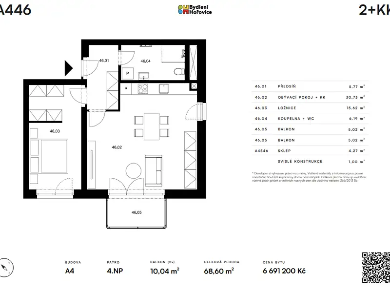 Prodej bytu 2+kk 64 m², Hořovice – náhled fotky 3