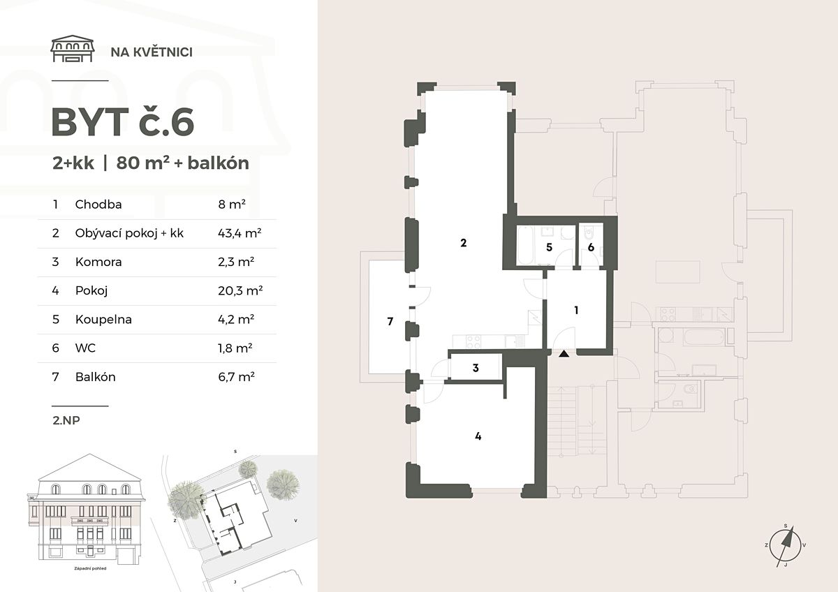 Pronájem bytu 2+kk 80 m² – fotografie 2