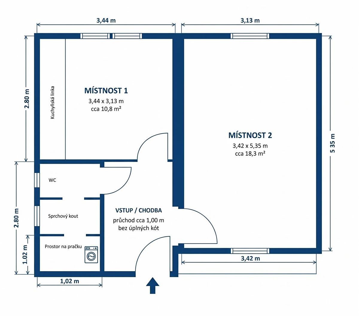 Pronájem bytu 2+kk 36 m² – fotografie 3