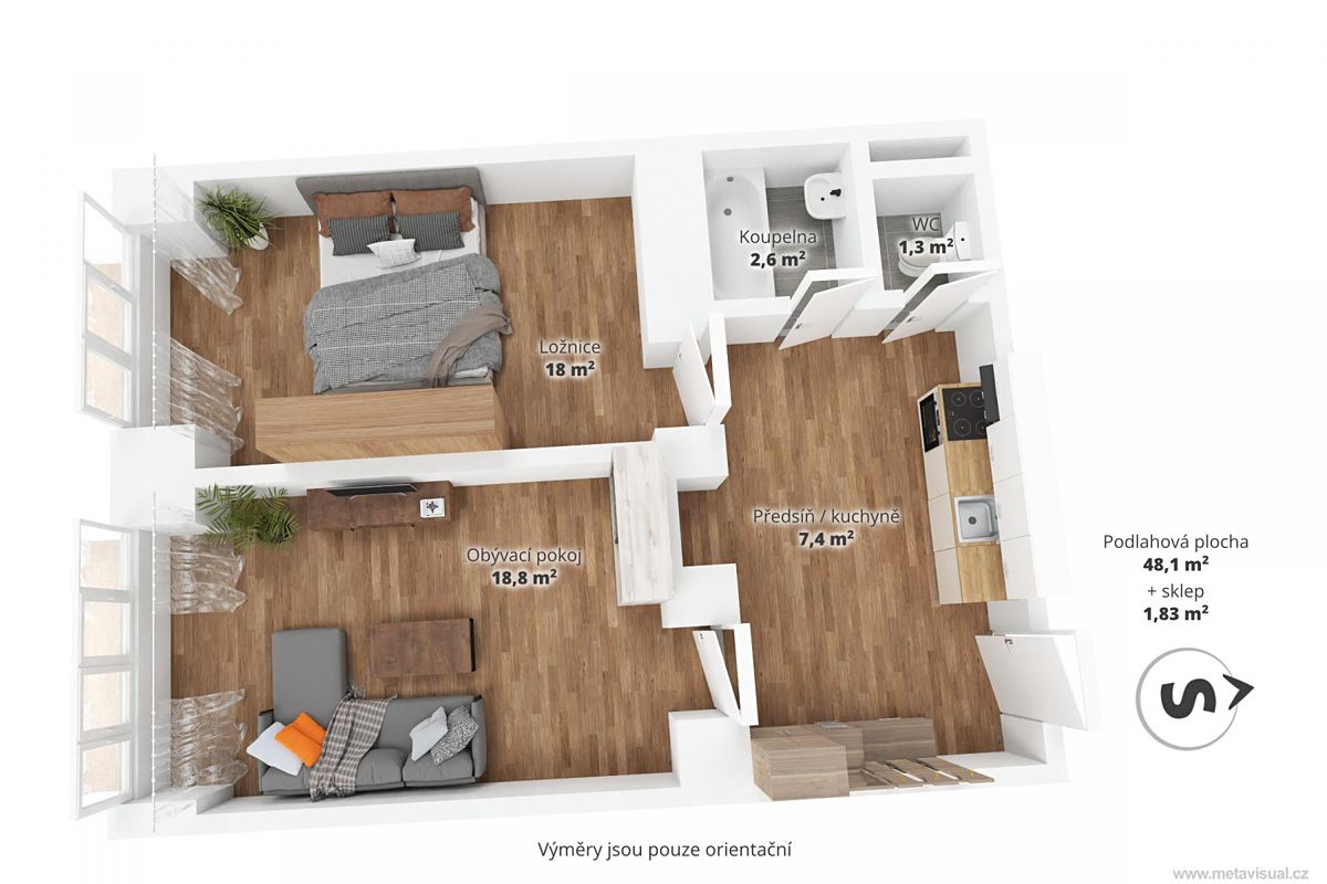 Prodej bytu 2+kk 48 m²
