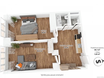 Prodej bytu 2+kk 48 m²