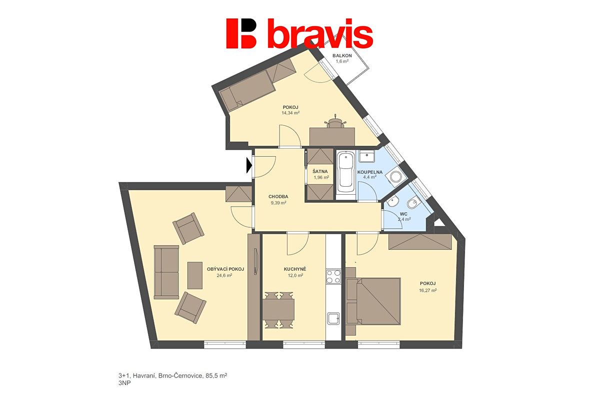 Prodej bytu 3+1 85 m² – fotografie 4