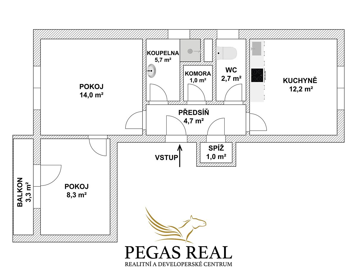 Pronájem bytu 2+1 55 m² – fotografie 3
