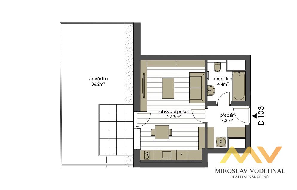 Pronájem bytu 1+kk 32 m² – fotografie 4
