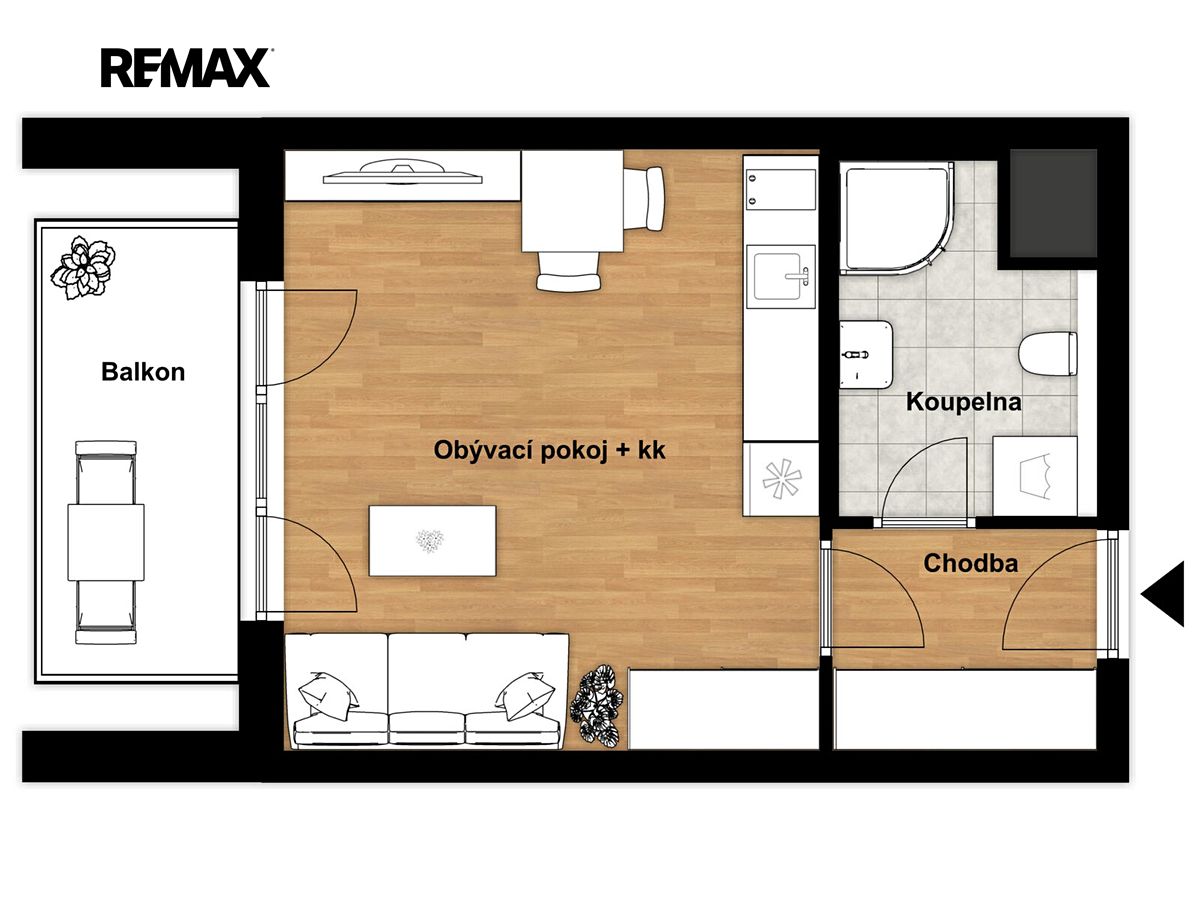 Pronájem bytu 1+kk 31 m² – fotografie 3