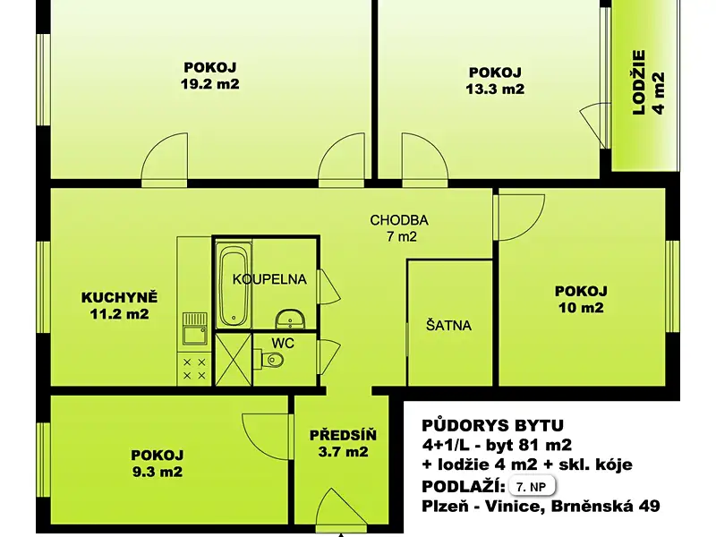 Pronájem bytu 4+1 85 m², Plzeň – náhled fotky 2