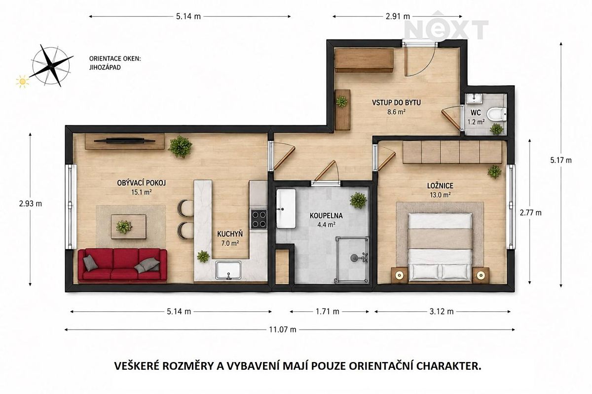 Pronájem bytu 2+kk 40 m² – fotografie 4