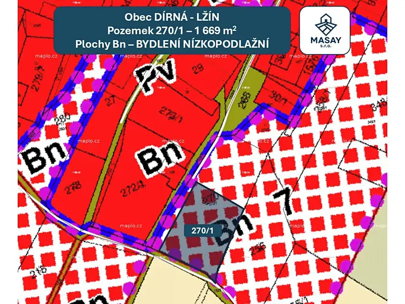 Prodej stavebního pozemku 1669 m², Dírná – náhled fotky 2