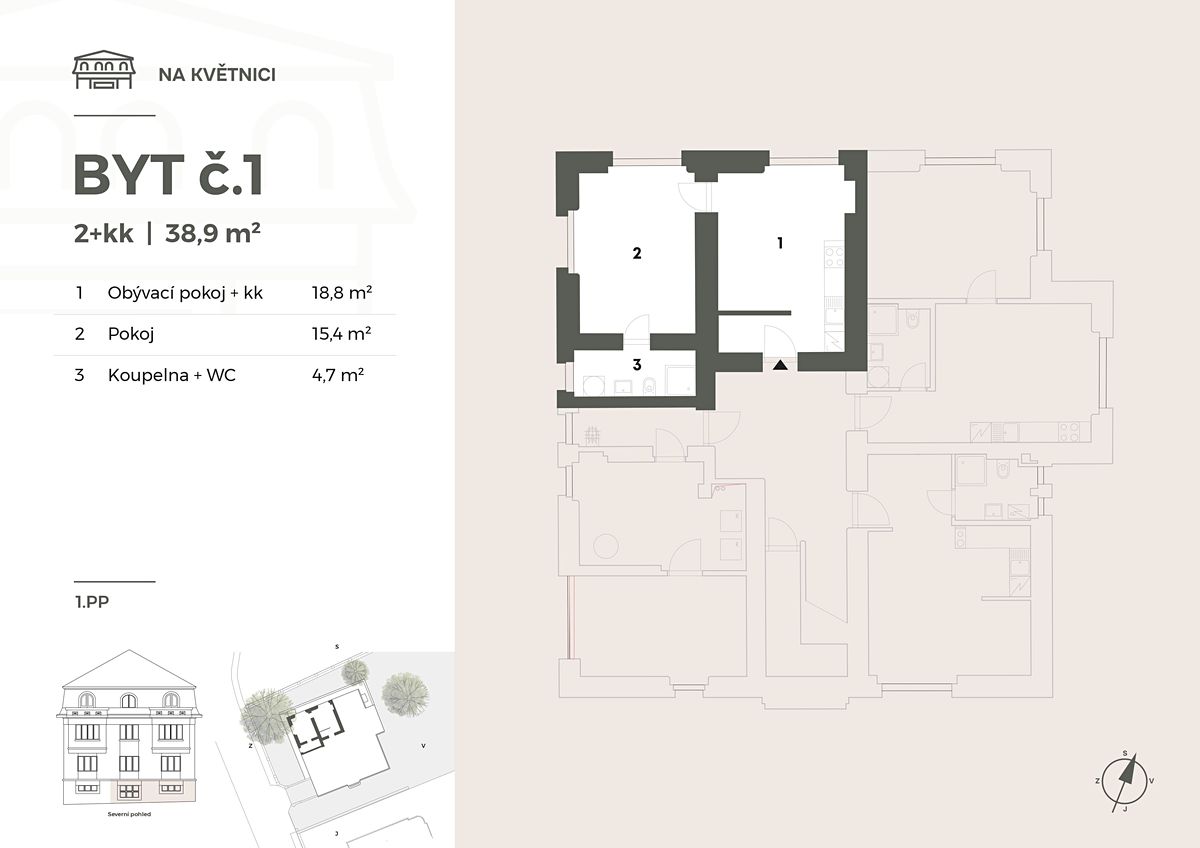 Pronájem bytu 2+kk 39 m² – fotografie 2