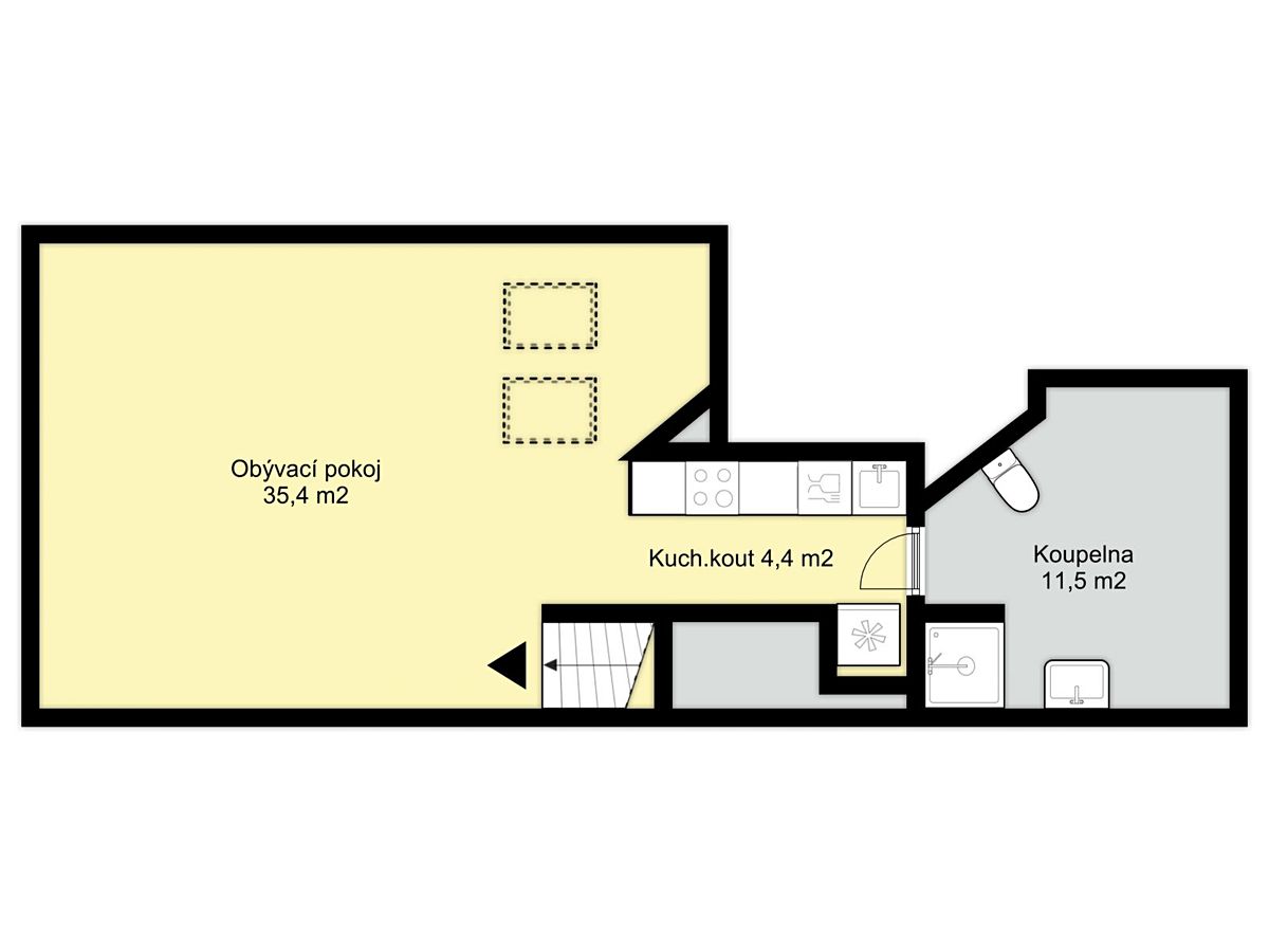 Pronájem bytu 1+kk 48 m² – fotografie 3