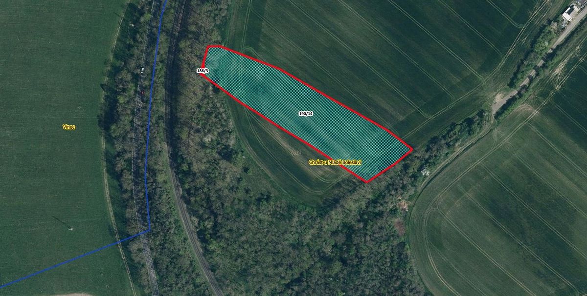 Prodej pole 9158 m², Mladá Boleslav – fotka 1 z 3