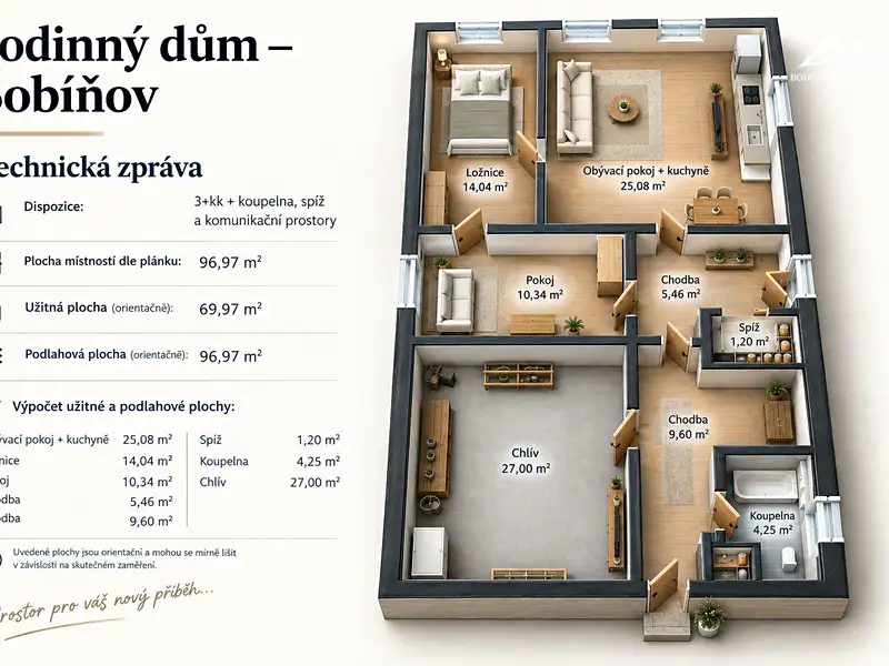 Prodej rodinného domu 70 m², pozemek 1370 m², Sobíňov – náhled fotky 2