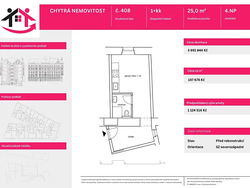 Prodej bytu 1+kk 25 m², Praha – náhled fotky 3