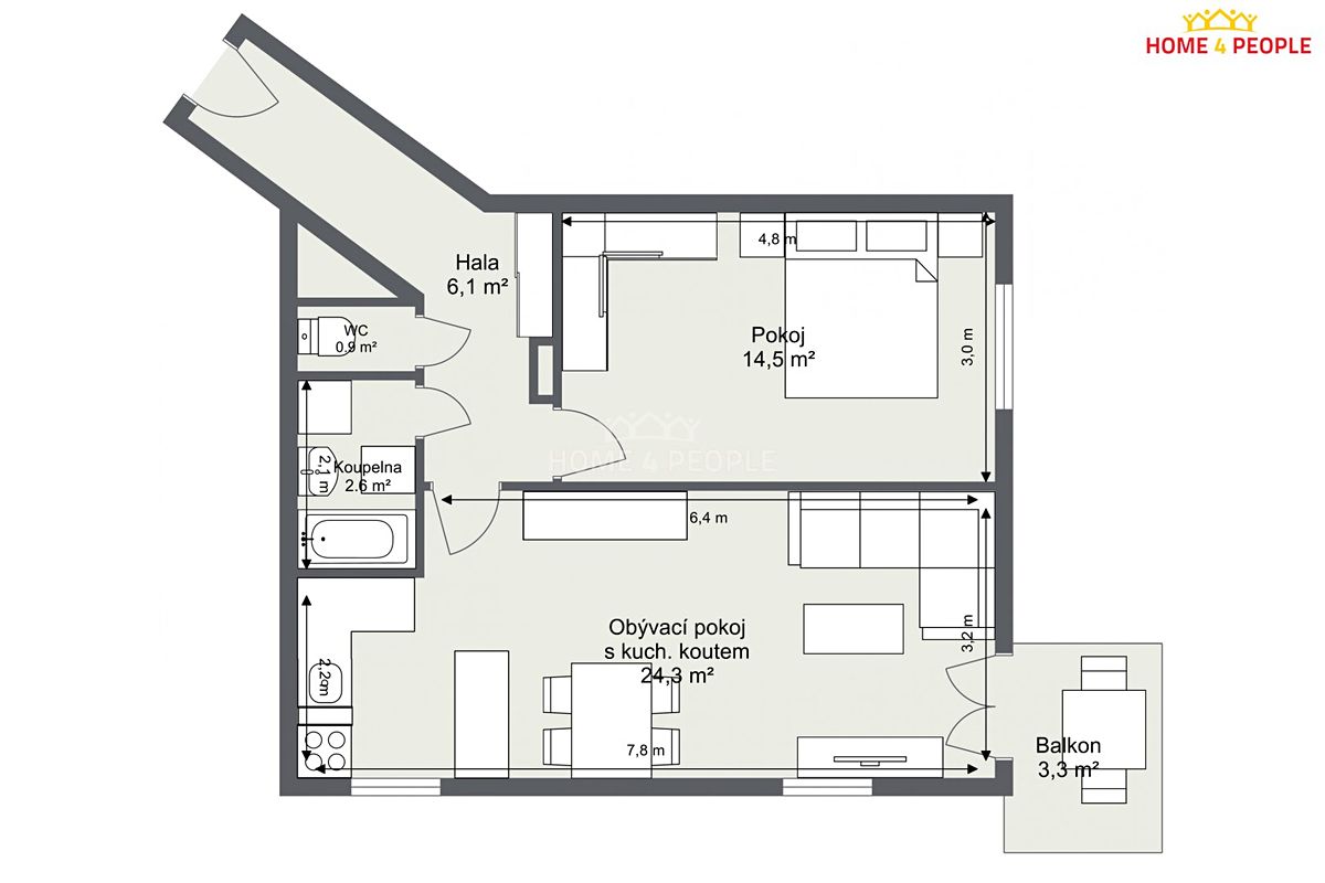 Prodej bytu 2+kk 48 m² – fotografie 3