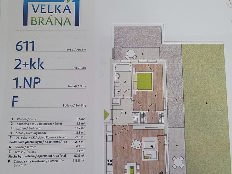Квартира 2+kk на продаж, 56 м² (10 з 10)