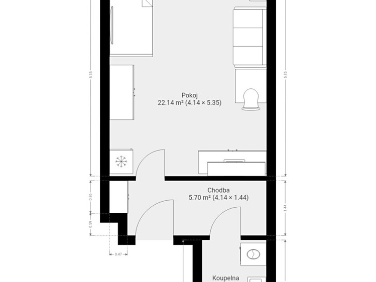Квартира 1+kk на продаж, 34 м² (9 з 16)