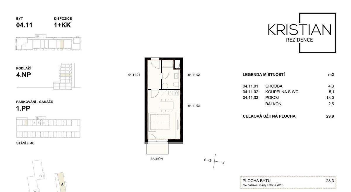 Pronájem bytu 1+kk 27 m² – fotografie 3