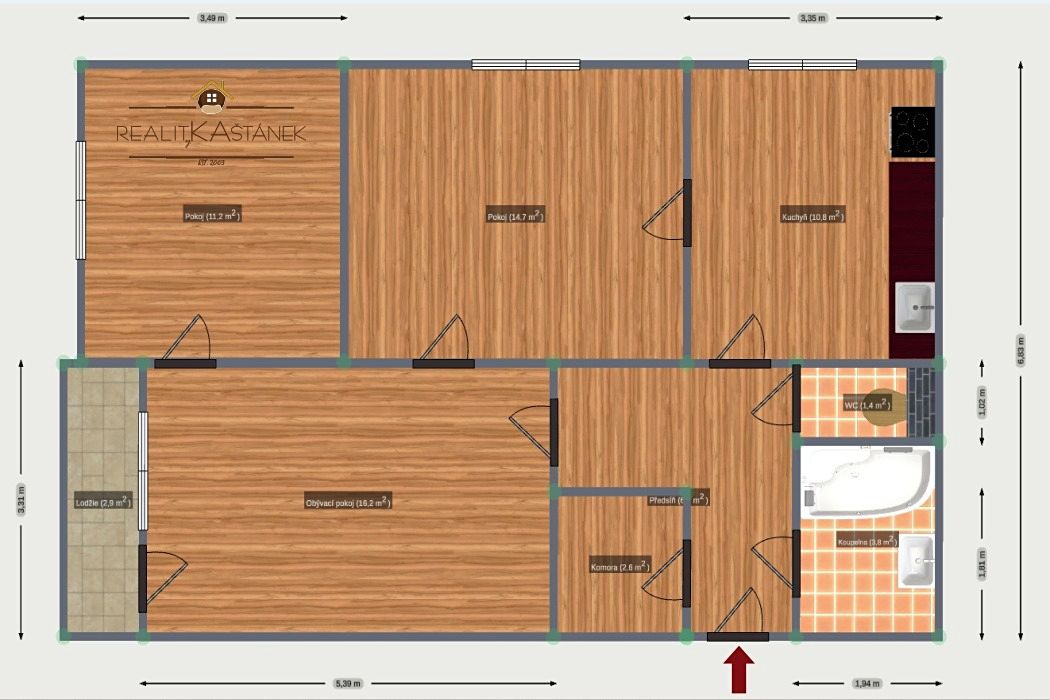 Pronájem bytu 3+1 69 m² – fotografie 3
