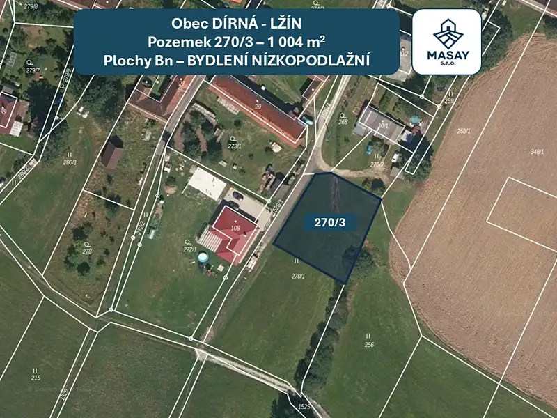 Prodej stavebního pozemku 1004 m², Dírná – náhled fotky 1