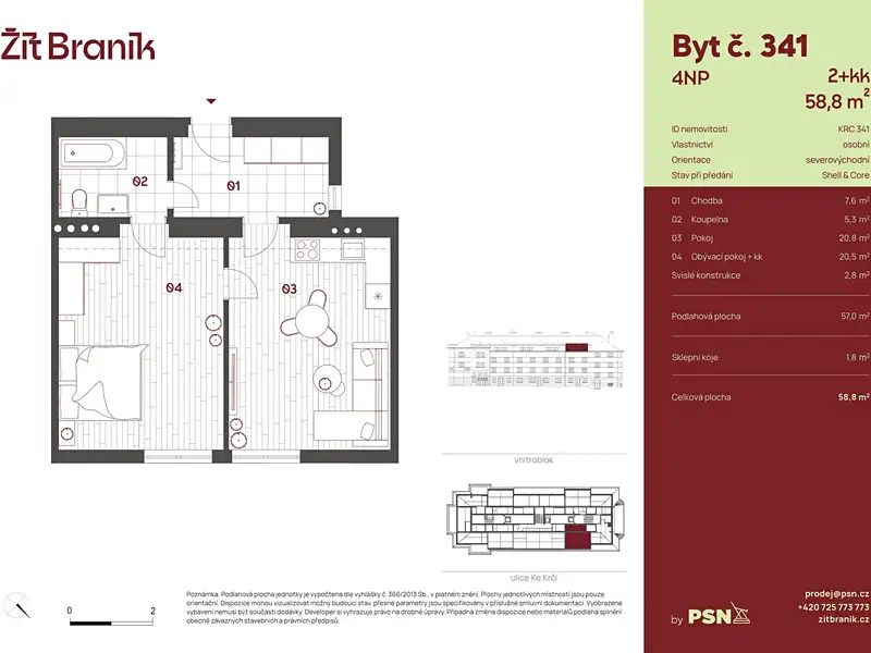 Prodej bytu 2+kk 54 m², Praha – náhled fotky 2