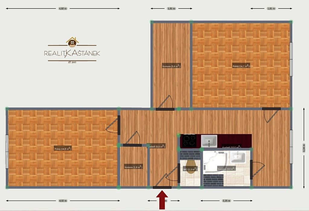 Pronájem bytu 2+1 61 m² – fotografie 2