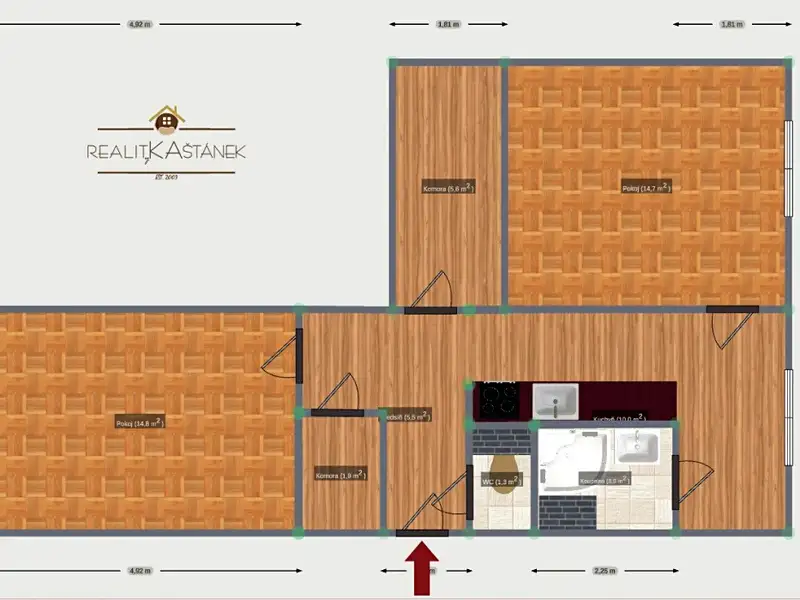 Pronájem bytu 2+1 61 m², Liberec – náhled fotky 2