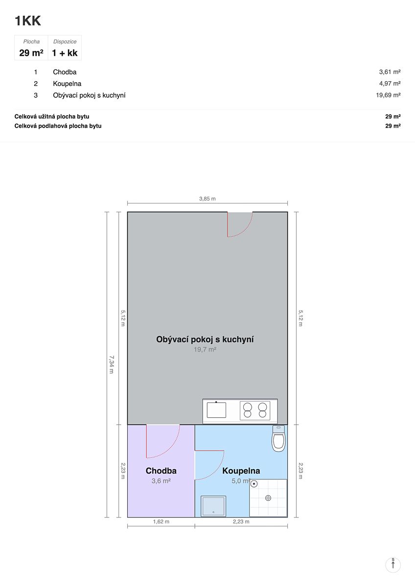 Pronájem bytu 1+kk 29 m² – fotografie 2