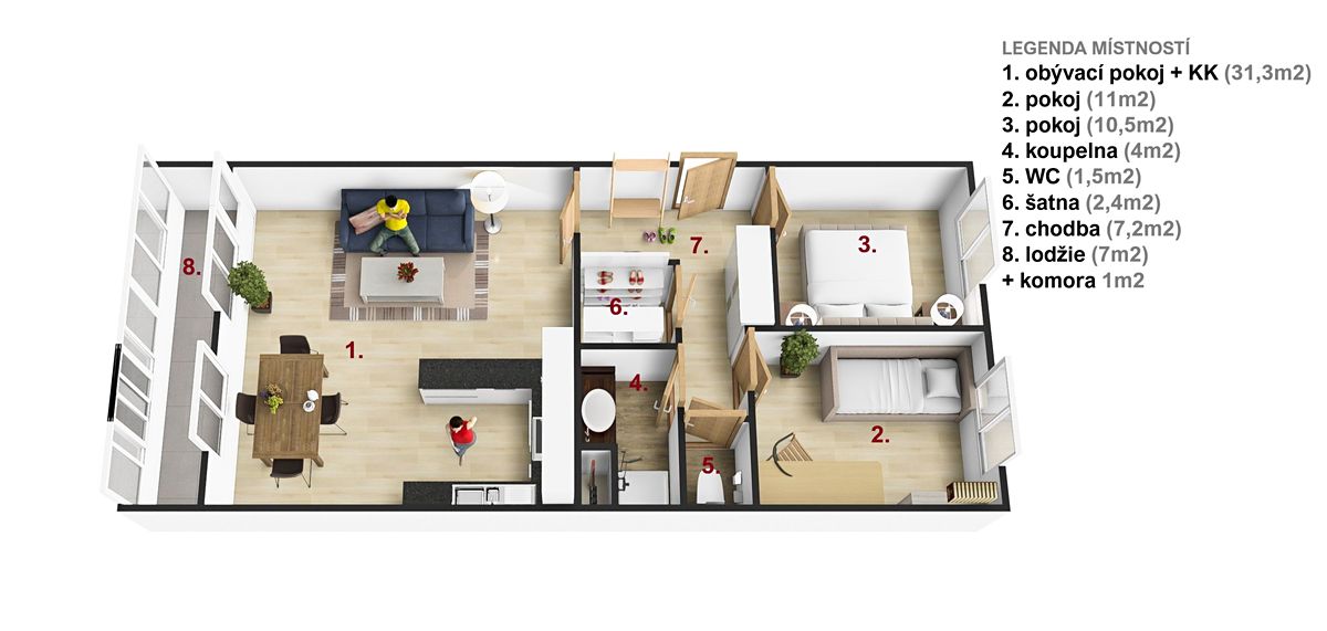 Pronájem bytu 3+kk 76 m² – fotografie 2