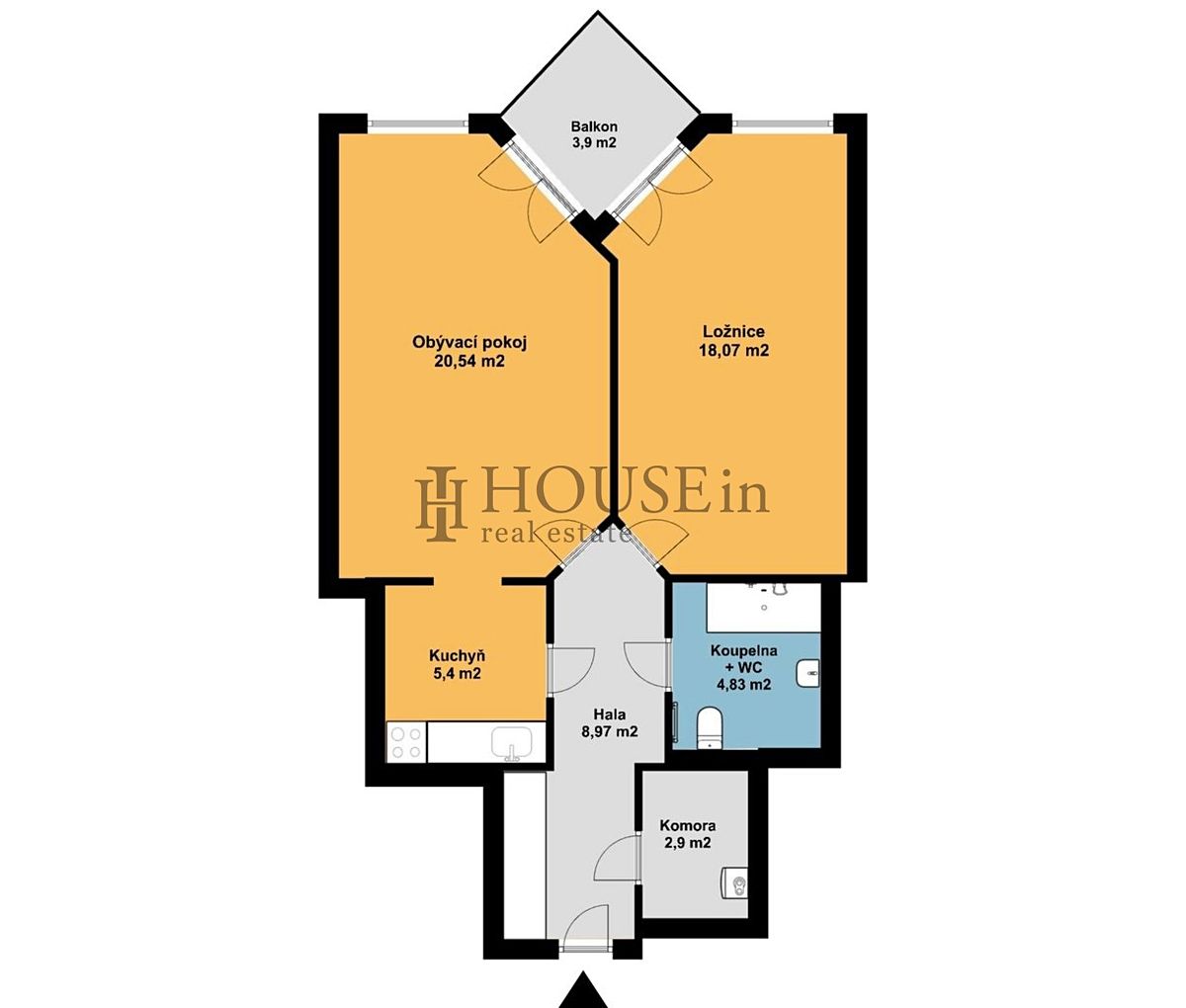 Pronájem bytu 2+1 61 m² – fotografie 3