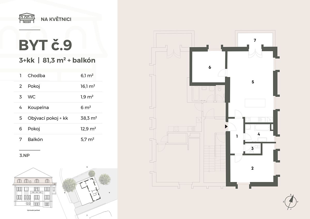 Pronájem bytu 3+kk 81 m² – fotografie 2