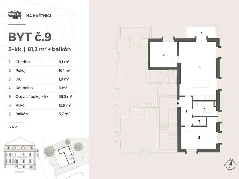 Pronájem bytu 3+kk 81 m², Praha – náhled fotky 2