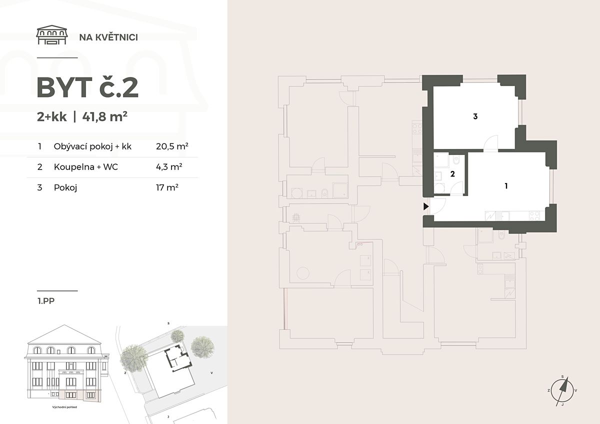 Pronájem bytu 2+kk 42 m² – fotografie 2