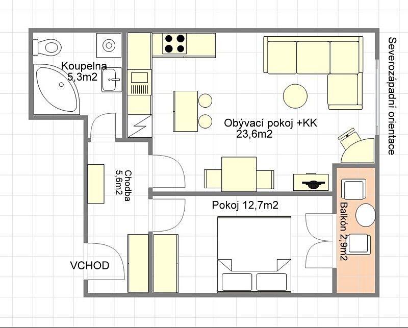 Pronájem bytu 2+kk 50 m² – fotografie 5