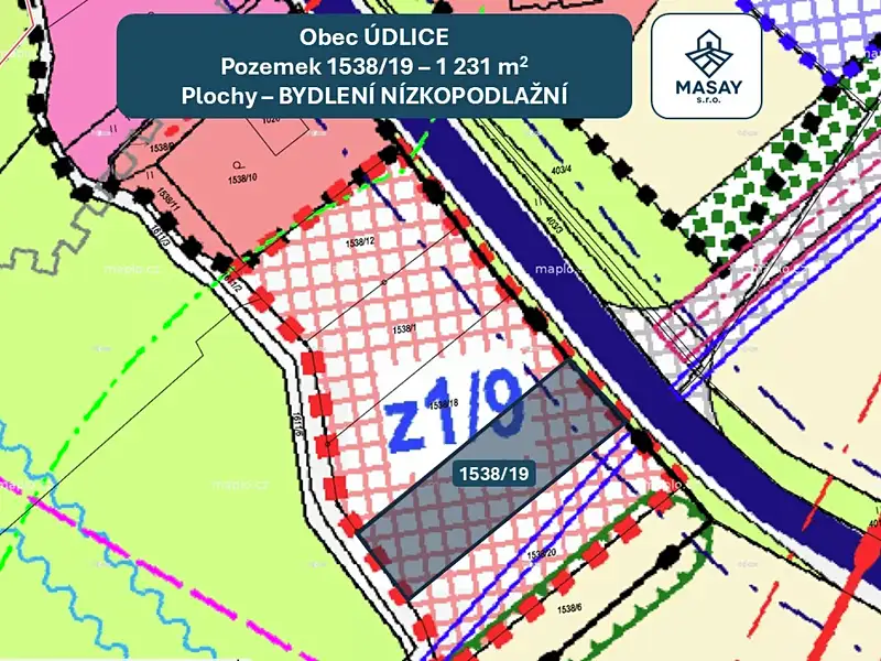 Prodej stavebního pozemku 1231 m², Údlice – náhled fotky 2